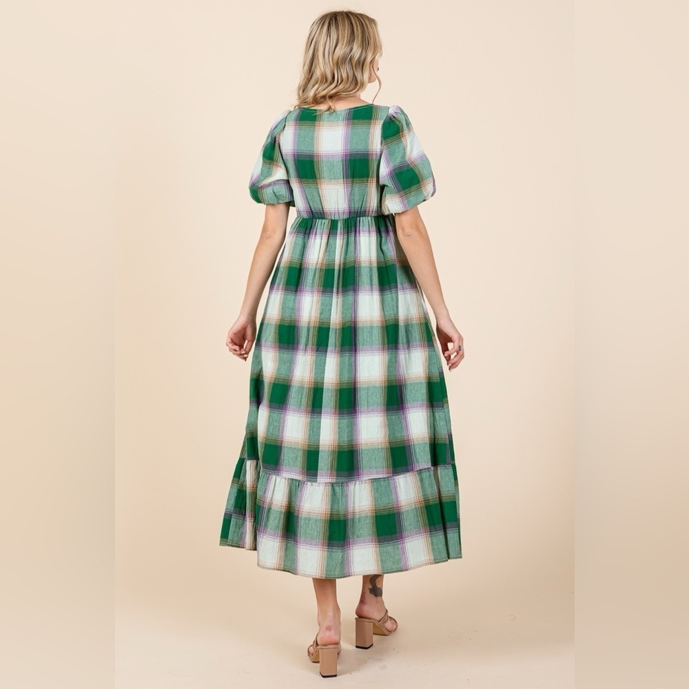 Roolee Multicolor Plaid Midi Dress - Picture 2 of 10